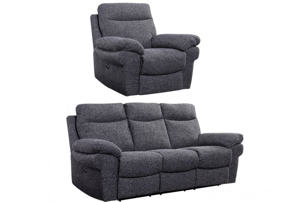 Tanya Grey Fabric Electric Recliner 3+1 Seater Sofa Set