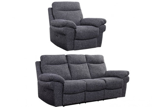Tanya Grey Fabric Electric Recliner 3+1 Seater Sofa Set