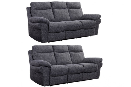 Tanya Grey Fabric Electric Recliner 3+3 Seater Sofa Set