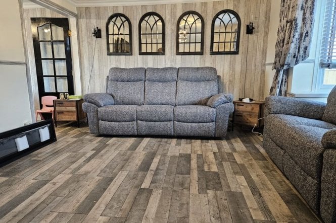 Tanya Grey Fabric Electric Recliner 3+3 Seater Sofa Set