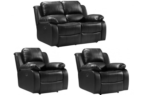 Valencia Black Leather Electric Recliner 2+1+1 Seater Sofa Set
