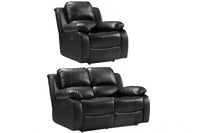 Valencia Black Leather Electric Recliner 2+1 Seater Sofa Set