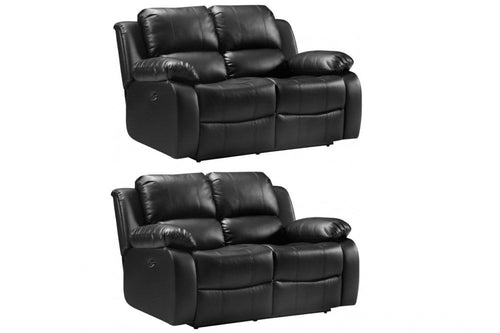 Valencia Black Leather Electric Recliner 2+2 Seater Sofa Set