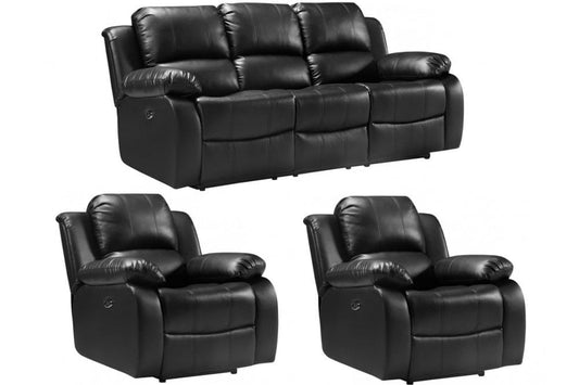 Valencia Black Leather Electric Recliner 3+1+1 Seater Sofa Set