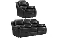 Valencia Black Leather Electric Recliner 3+1 Seater Sofa Set