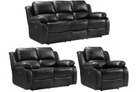 Valencia Black Leather Electric Recliner 3+2+1 Seater Sofa Set