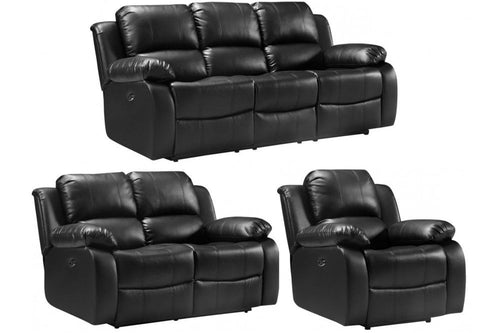Valencia Black Leather Electric Recliner 3+2+1 Seater Sofa Set