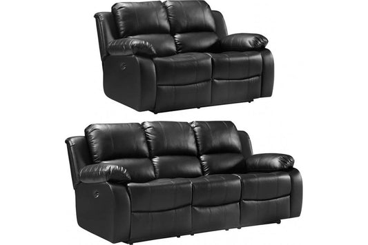 Valencia Black Leather Electric Recliner 3+2 Seater Sofa Set
