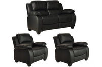 Valerie Black Leather Modern 2+1+1 Seater Sofa Set