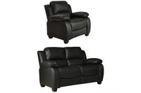 Valerie Black Leather Modern 2+1 Seater Sofa Set