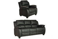 Valerie Black Leather Modern 3+1 Seater Sofa Set