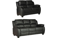 Valerie Black Leather Modern 3+2 Seater Sofa Set