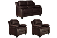Valerie Brown Leather Modern 2+1+1 Seater Sofa Set