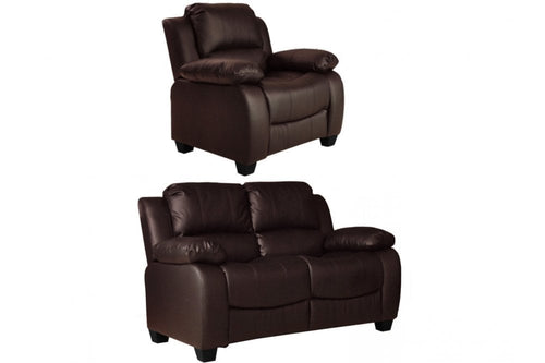 Valerie Brown Leather Modern 2+1 Seater Sofa Set