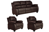 Valerie Brown Leather Modern 3+1+1 Seater Sofa Set