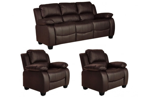 Valerie Brown Leather Modern 3+1+1 Seater Sofa Set