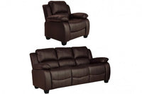 Valerie Brown Leather Modern 3+1 Seater Sofa Set