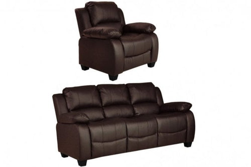 Valerie Brown Leather Modern 3+1 Seater Sofa Set