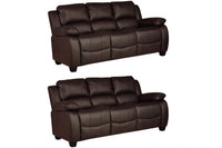 Valerie Brown Leather Modern 3+3 Seater Sofa Set