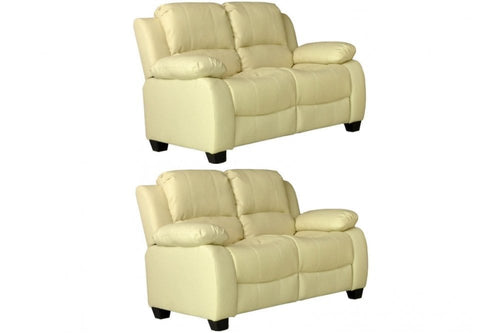 Valerie Cream Leather Modern 2+2 Seater Sofa Set