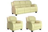 Valerie Cream Leather Modern 3+1+1 Seater Sofa Set