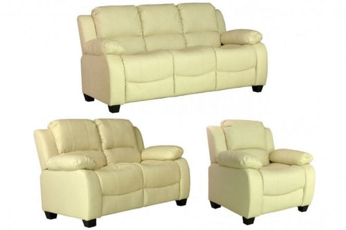 Valerie Cream Leather Modern 3+2+1 Seater Sofa Set