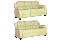 Valerie Cream Leather Modern 3+3 Seater Sofa Set