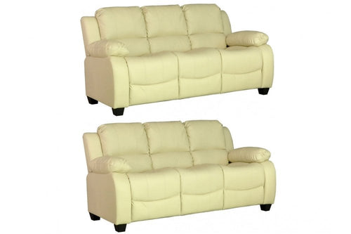 Valerie Cream Leather Modern 3+3 Seater Sofa Set