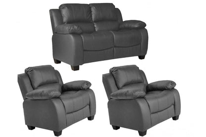 Valerie Grey Leather 2+1+1 Seater Sofa Set