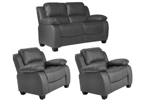 Valerie Grey Leather 2+1+1 Seater Sofa Set