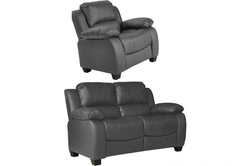 Valerie Grey Leather 2+1 Seater Sofa Set