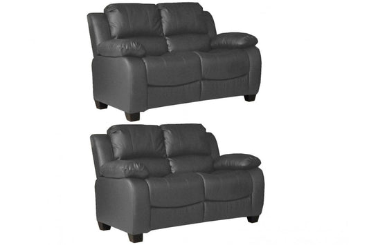 Valerie Grey Leather 2+2 Seater Sofa Set