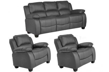Valerie Grey Leather 3+1+1 Seater Sofa Set