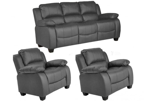 Valerie Grey Leather 3+1+1 Seater Sofa Set