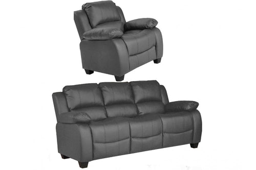 Valerie Grey Leather 3+1 Seater Sofa Set