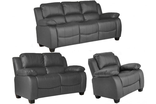Valerie Grey Leather 3+2+1 Seater Sofa Set