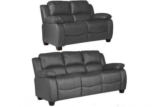Valerie Grey Leather 3+2 Seater Sofa Set