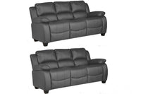 Valerie Grey Leather 3+3 Seater Sofa Set