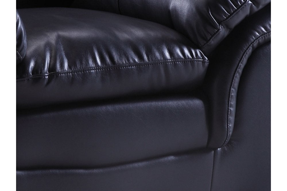 Verona Black Leather 2+1+1 Seater Sofa Set