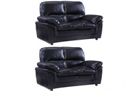 Verona Black Leather 2+2 Seater Sofa Set