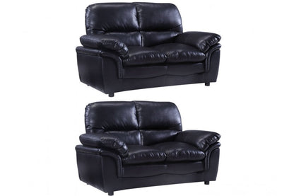 Verona Black Leather 2+2 Seater Sofa Set