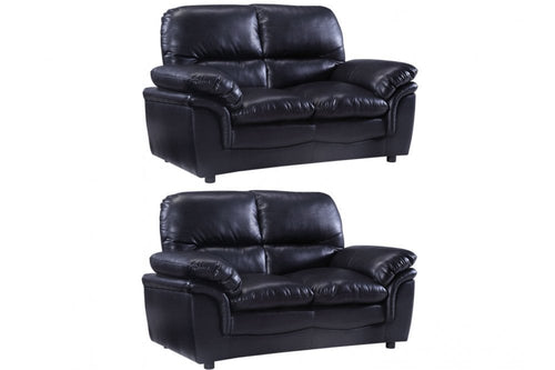 Verona Black Leather 2+2 Seater Sofa Set