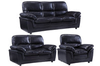 Verona Black Leather 3+2+1 Seater Sofa Set