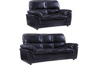 Verona Black Leather 3+2 Seater Sofa Set