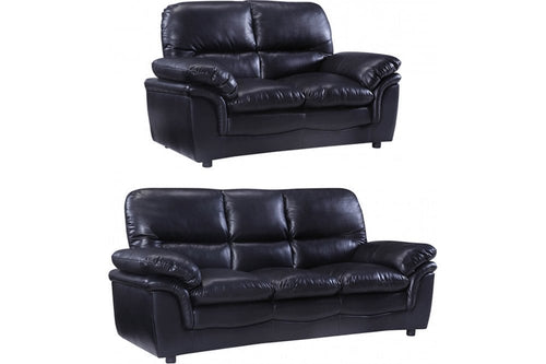 Verona Black Leather 3+2 Seater Sofa Set