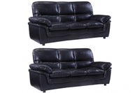 Verona Black Leather 3+3 Seater Sofa Set