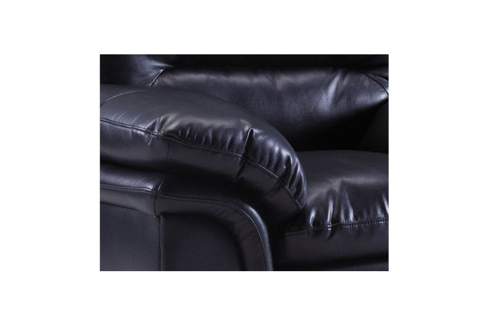 Verona Black Leather 3+3 Seater Sofa Set