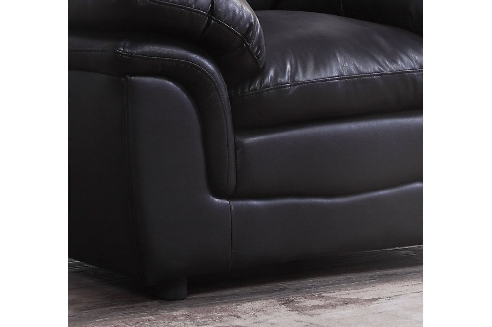 Verona Black Leather 3+3 Seater Sofa Set