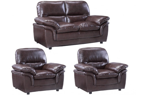 Verona Brown Leather 2+1+1 Seater Sofa Set