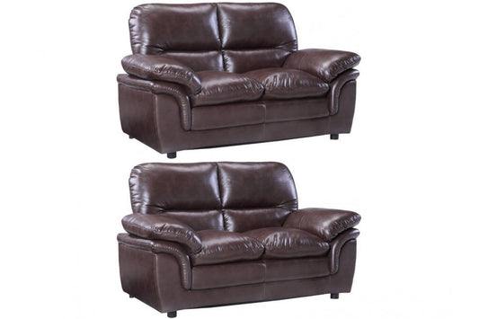 Verona Brown Leather 2+2 Seater Sofa Set